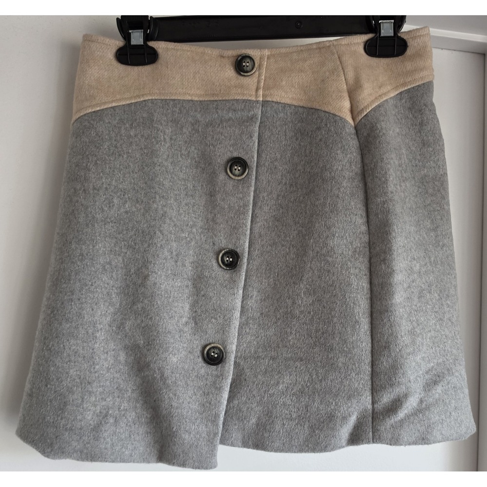 Line & Dot Wool Mini Skirt Size S Grey Beige Casual Classic A-line NWT